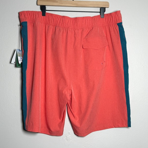 Ocean + Coast NEW Mens Board Shorts XXL Orange Coral Teal Stretch Beach - Picture 2 of 8